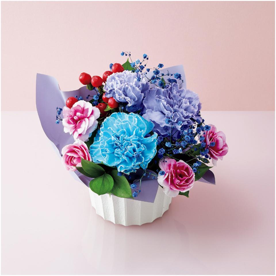 【母の日】ケーアイ・フレッシュアクセスカーネーション推し色アレンジメント（パープル） 商品サムネイル