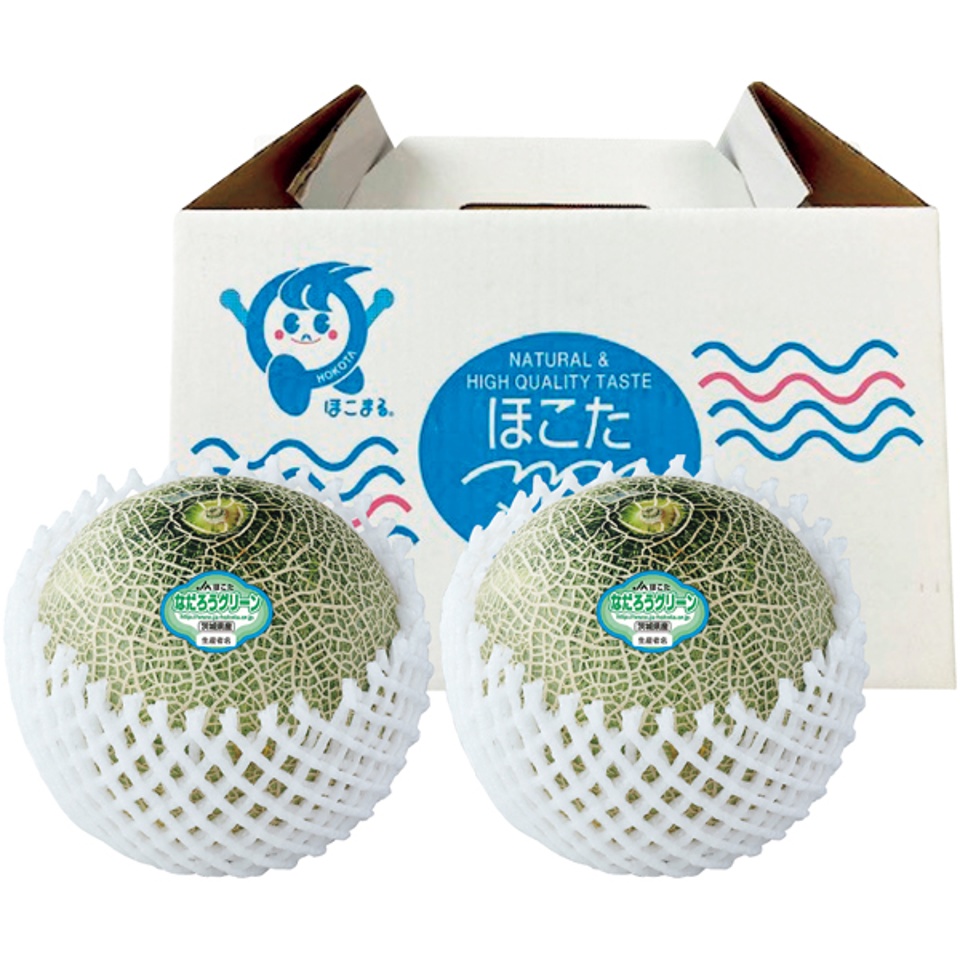 【夏の贈りもの】茨城県産（ＪＡほこた） 青肉メロン（なだろうグリーン） ２個化粧箱 商品サムネイル