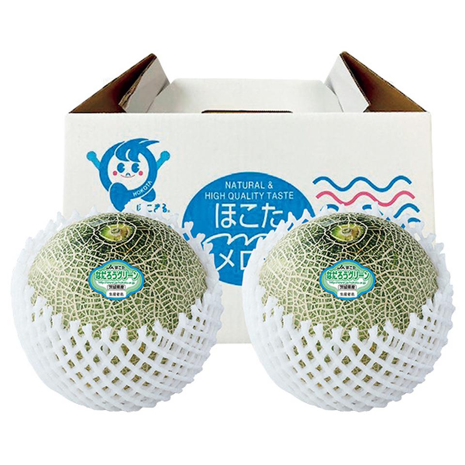 【夏の贈りもの】茨城県産（ＪＡほこた）　青肉メロン（なだろうグリーン）　２個化粧箱 商品サムネイル