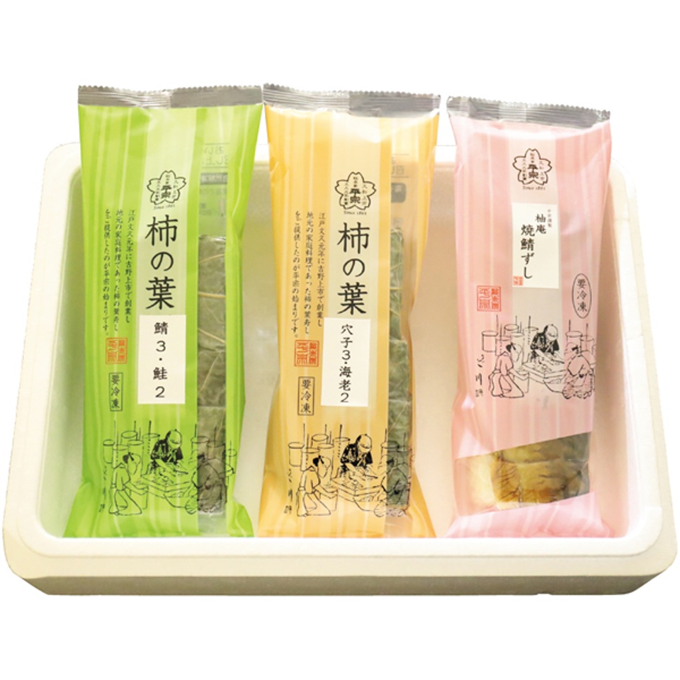 【夏の贈りもの】柿の葉ずし総本家平宗 冷凍 柿の葉ずし４種と棒ずし詰合せ 商品サムネイル