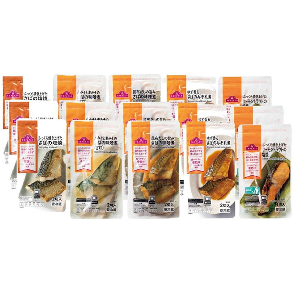 【冬の贈りもの】トップバリュ おさかな惣菜　人気商品詰合せ　１５パックセット 商品サムネイル