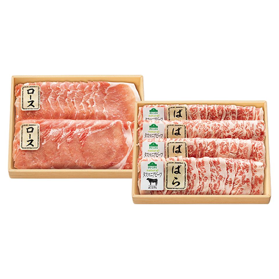 【お歳暮 ギフト】ＴＶ　グリーンアイナチュラル ナチュラルポーク＆タスマニアビーフしゃぶしゃぶ食べくらべセット 商品サムネイル