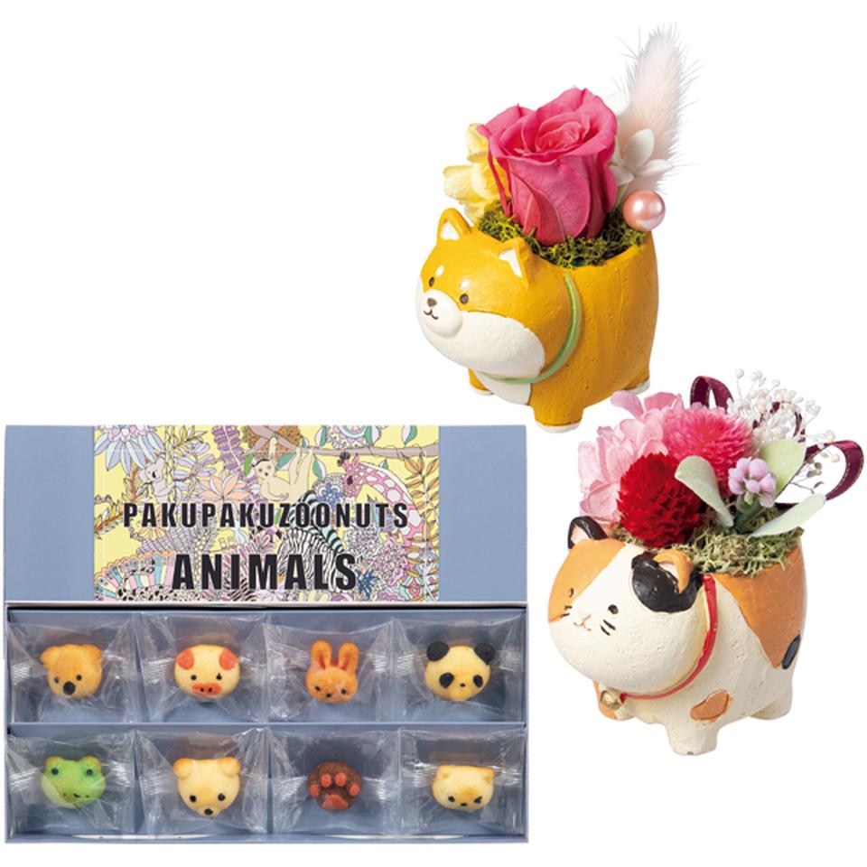 【母の日】ドルチェ・ディ・ロッカ・カリーノパクパクアニマルズとアニマルプリザ（いぬ・ねこ） 商品サムネイル