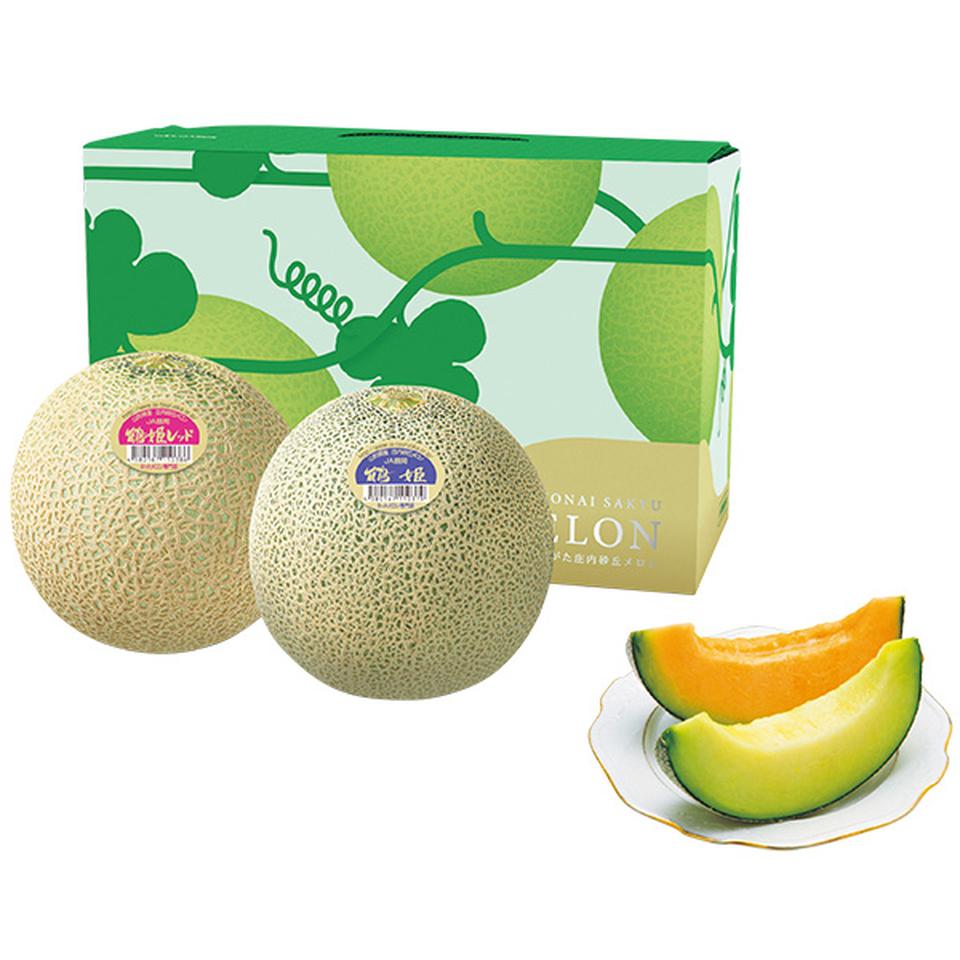 【夏の贈りもの】山形県産（ＪＡ鶴岡）　ＪＡ鶴岡　庄内砂丘メロン　赤・青セット 商品サムネイル