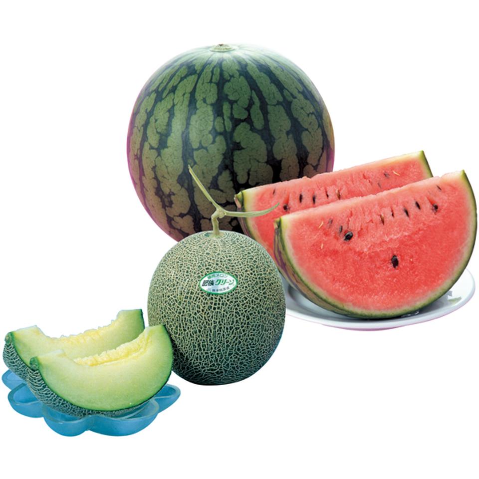 【母の日早得】熊本県産肥後グリーンメロン＆小玉すいか 商品サムネイル