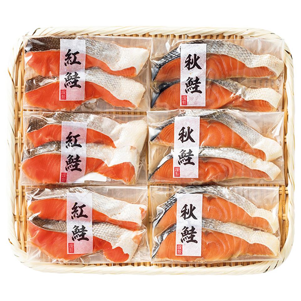 【夏の贈りもの】北海道加工　塩紅鮭・塩秋鮭切身（２種１２切） 商品サムネイル