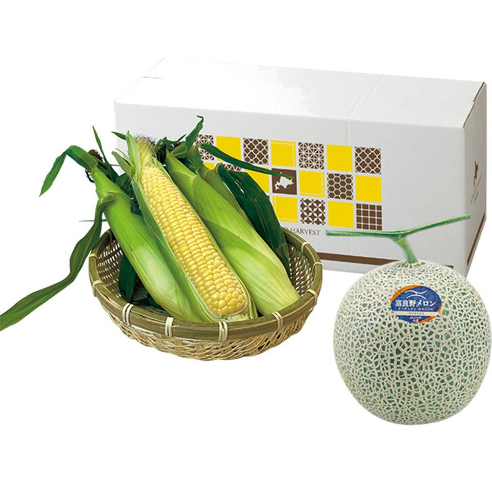 【夏の贈りもの】北海道産　ふらのメロン＆とうもろこし黄４本 商品サムネイル
