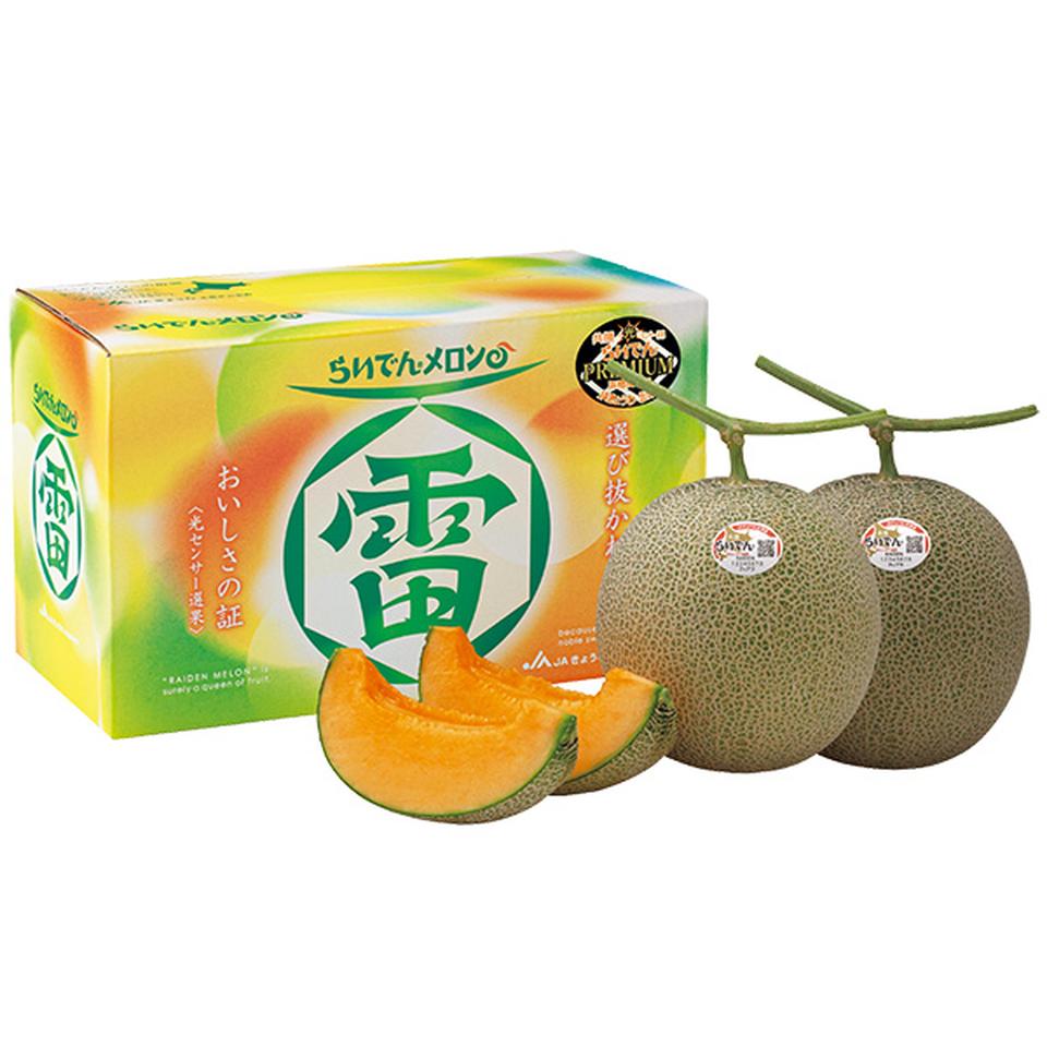 【夏の贈りもの】北海道共和町産（ＪＡきょうわ)らいでんメロンプレミアム秀品２Ｌ　赤肉秀品２Ｌサイズ、２個 商品サムネイル