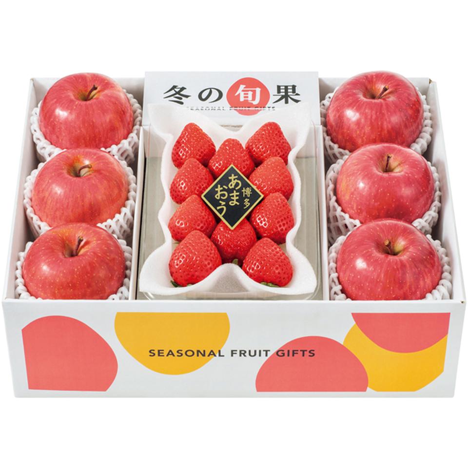 【冬の贈りもの】 冬の旬果　あまおう苺＆サンふじりんご（福岡県産あまおう苺１パック、青森県産サンふじりんご６個） 商品サムネイル