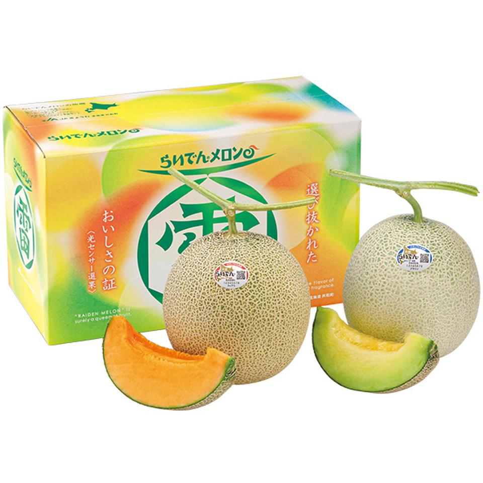 【夏の贈りもの】北海道共和町産（ＪＡきょうわ）　らいでんメロン　秀品２Ｌ赤青 商品サムネイル