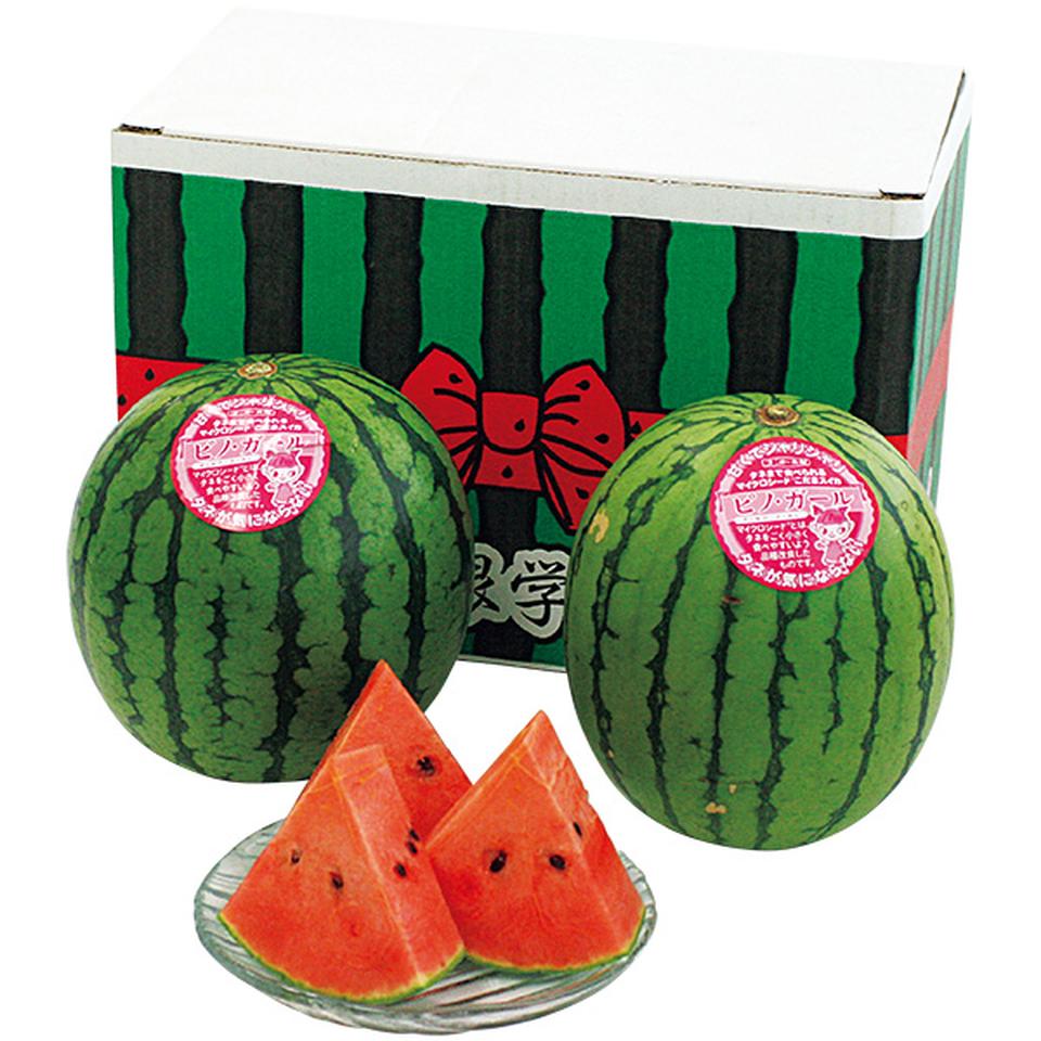 【夏の贈りもの】山形県村山市産（門脇農園）　タネまで食べられる小玉すいか「ピノガール」 商品サムネイル