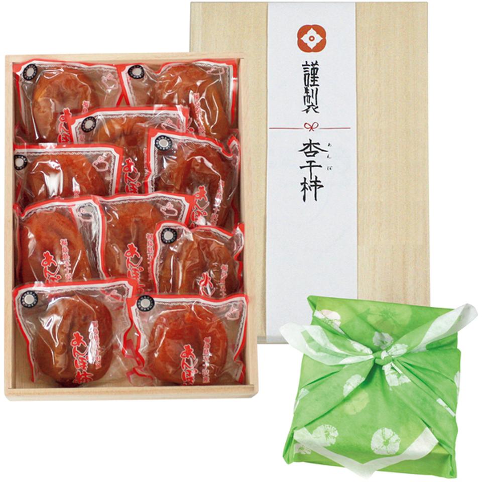 【冬の贈りもの】福島県産（梁川） 大粒あんぽ柿（木箱入り）　秀品、８～１０個、計７５０ｇ以上、風呂敷包み 商品サムネイル