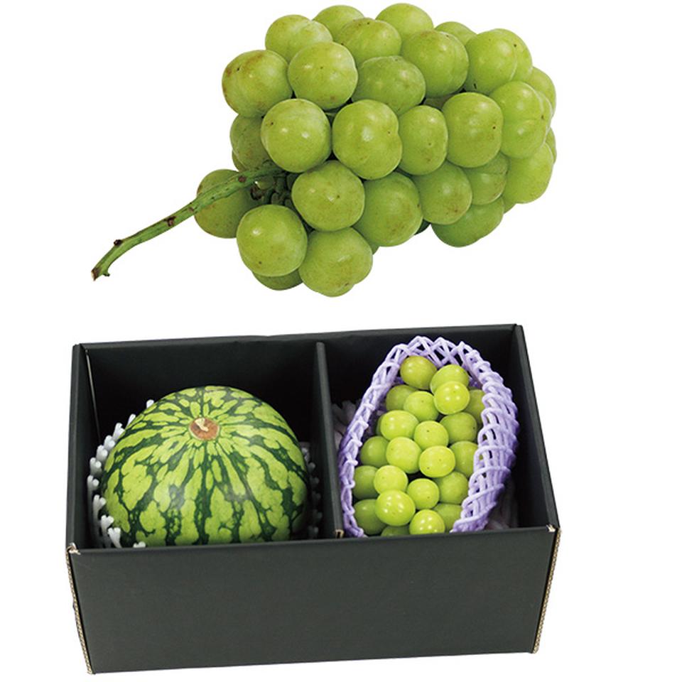 【夏の贈りもの】山形県産・福島県産　福島県産シャインマスカットと山形県産赤肉小玉すいか詰合せ 商品サムネイル