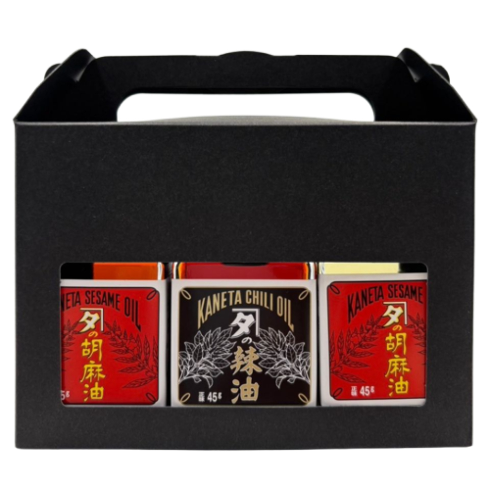 【村松製油所】【カネタの油ギフトセット6】胡麻油(赤)・胡麻油(白)・辣油 商品サムネイル