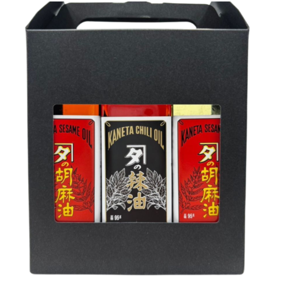 【村松製油所】【カネタの油ギフトセット7】胡麻油(赤)・胡麻油(白)・辣油 商品サムネイル