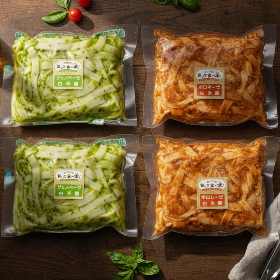 【愛知 カコイ】おいで食べ米！冷凍米粉パスタ【白米麺】セット（パッケージ無し） 4個入り 商品サムネイル