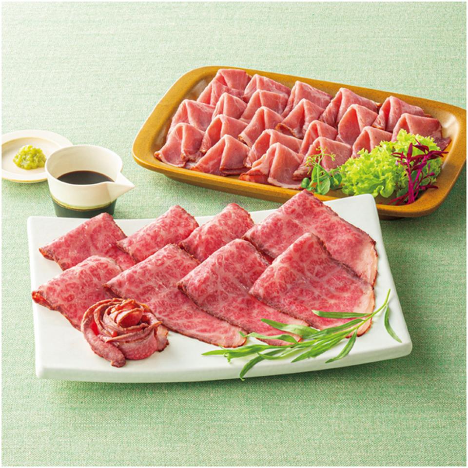 【母の日早得】国産黒毛和牛ローストビーフ・ローストポークスライスセット 商品画像(1)