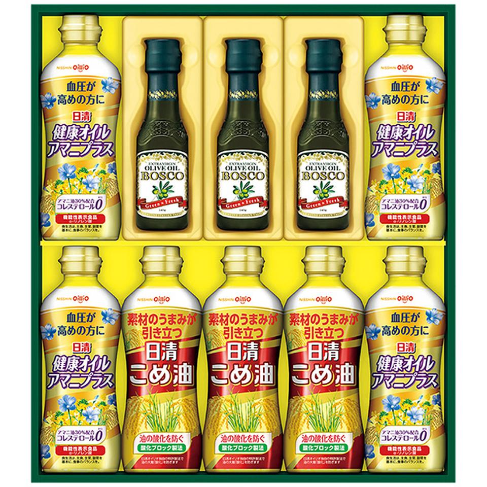 【夏の贈りもの】日清オイリオ　ボスコオリーブオイル＆バラエティオイルギフト　型番：ＢＭ－５０Ａ 商品サムネイル