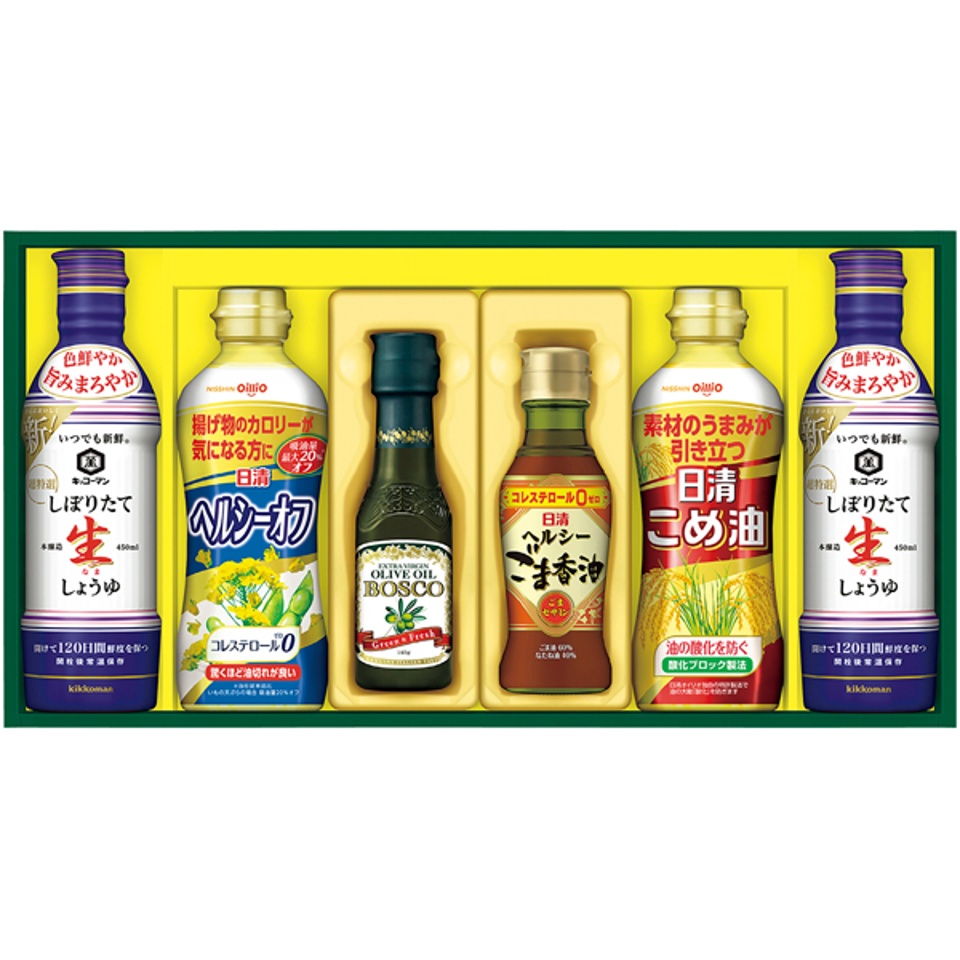 【夏の贈りもの】日清オイリオ バラエティオイル＆キッコーマンしぼりたて生しょうゆギフト 商品サムネイル