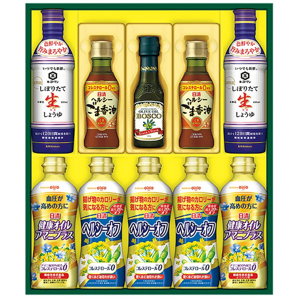 【夏の贈りもの】日清オイリオ　バラエティオイル＆キッコーマンしぼりたて生しょうゆギフト　型番：ＮＫ－５５ 商品サムネイル