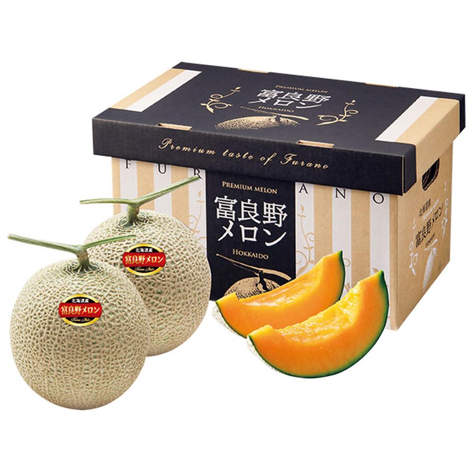 【夏の贈りもの】北海道産　ふらのメロン優品３Ｌサイズ、２個（１個２ｋｇ以上） 商品サムネイル