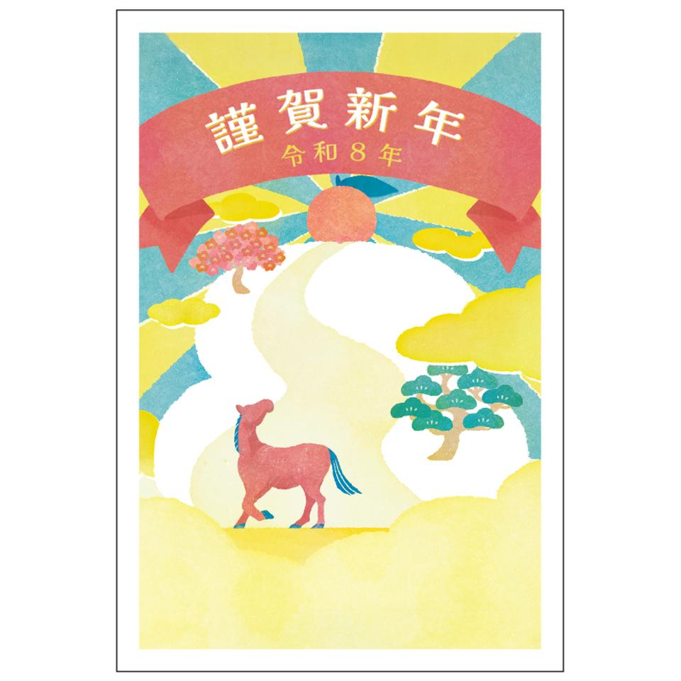 【フタバ年賀状パック】 イラスト付き年賀はがき ニューレトロ・レトロ・和風 カラー（3枚入り） MS-02 商品サムネイル