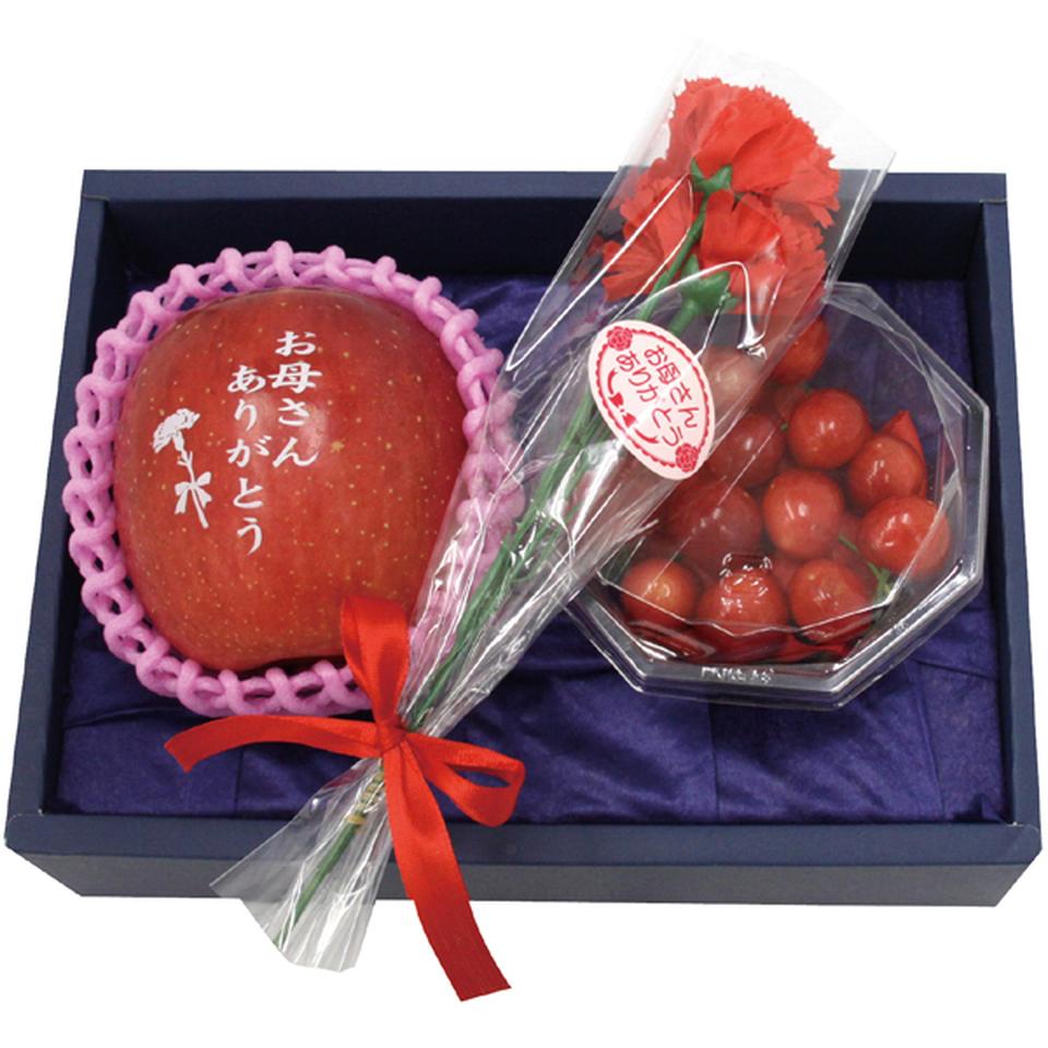 【母の日早得】青森県産・山形県産文字入りりんご・佐藤錦セット 商品サムネイル