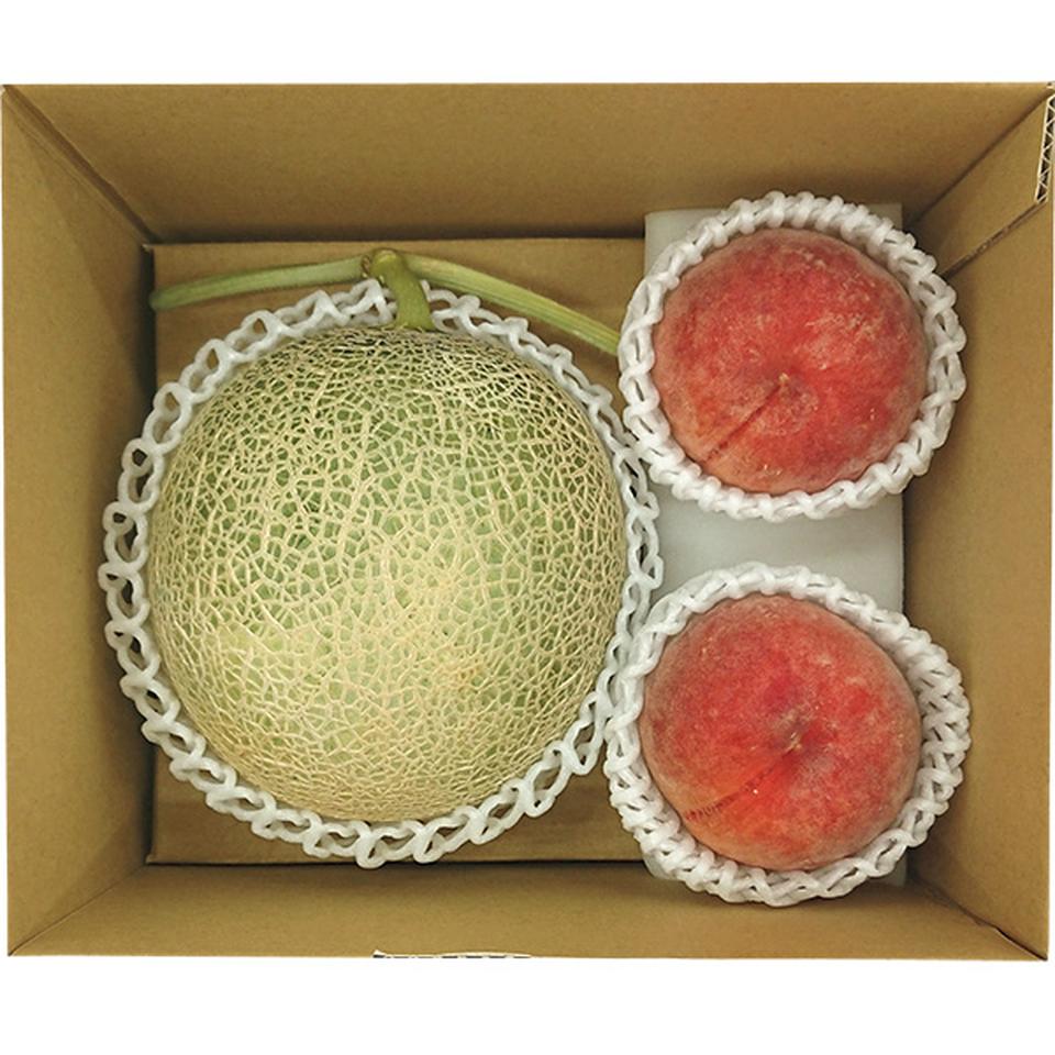 【夏の贈りもの】赤肉メロン・桃２個 商品サムネイル