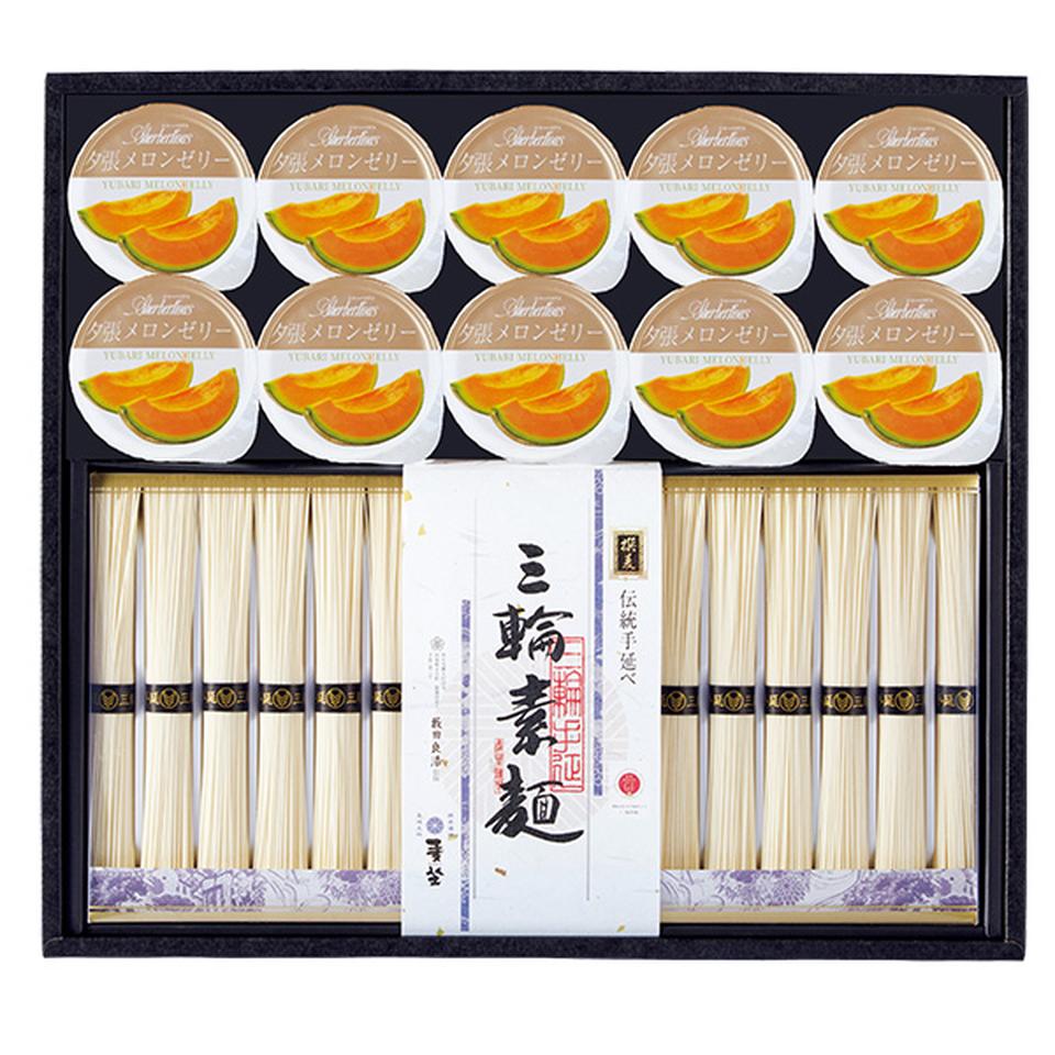 【夏の贈りもの】麦坐＆シャーベリアス　三輪素麺　夕張メロンゼリー詰合せ　型番：ＤＹＭ－５０Ｔ 商品サムネイル