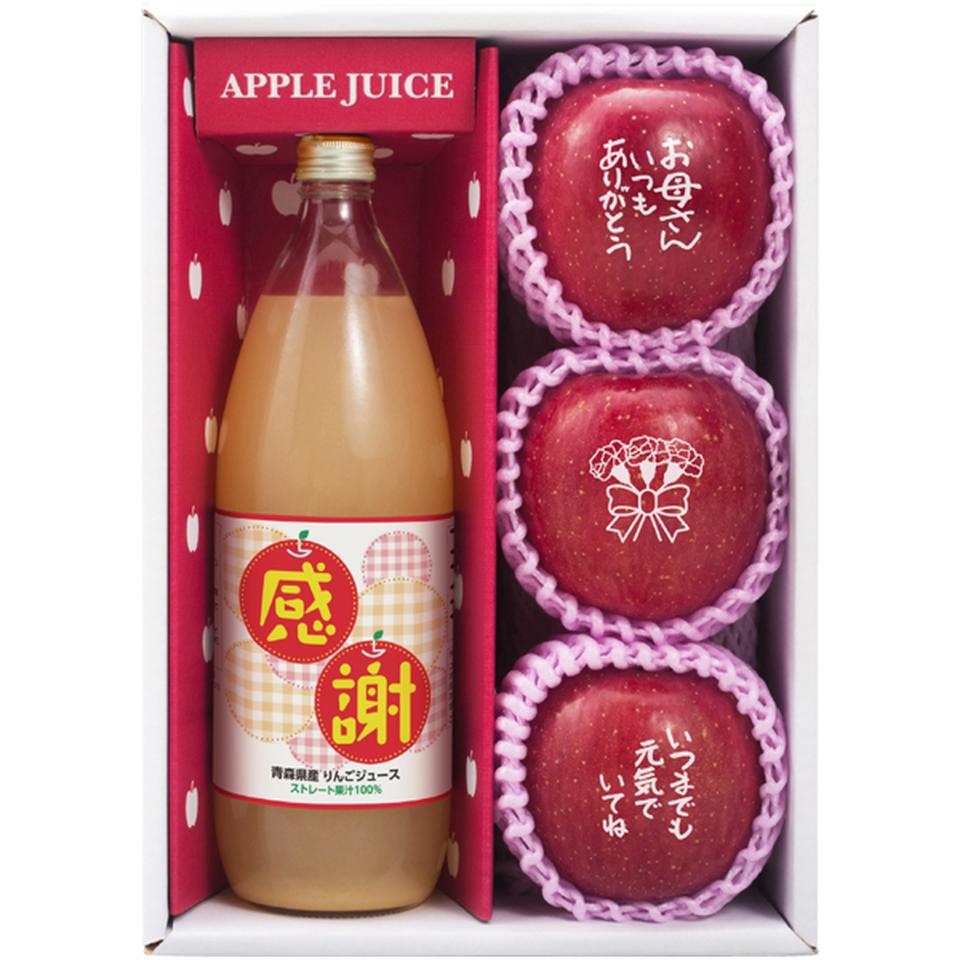 【母の日早得】青森県産メッセージ入り　赤いりんごと感謝アップルジュース 商品サムネイル
