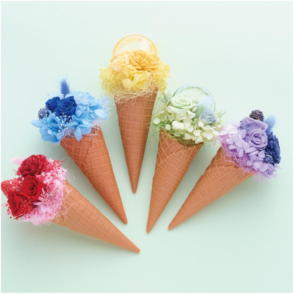 【母の日早得】Lunaプリザーブドフラワー アイスクリームアレンジ「レモン」 商品画像(3)