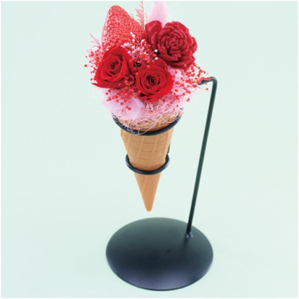 【母の日早得】Lunaプリザーブドフラワー アイスクリームアレンジ「ストロベリー」 商品画像(2)