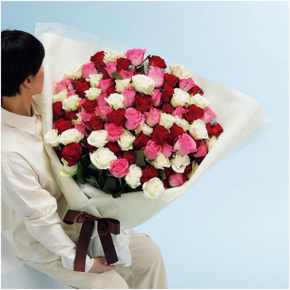 【母の日早得】茨木春草園大輪バラ100本のブーケ 商品画像(1)