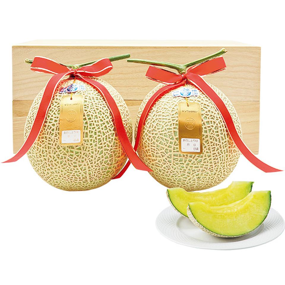 【夏の贈りもの】静岡県産　静岡クラウンメロン桐箱入り　等級白以上、２個（１個１．３ｋｇ以上） 商品サムネイル