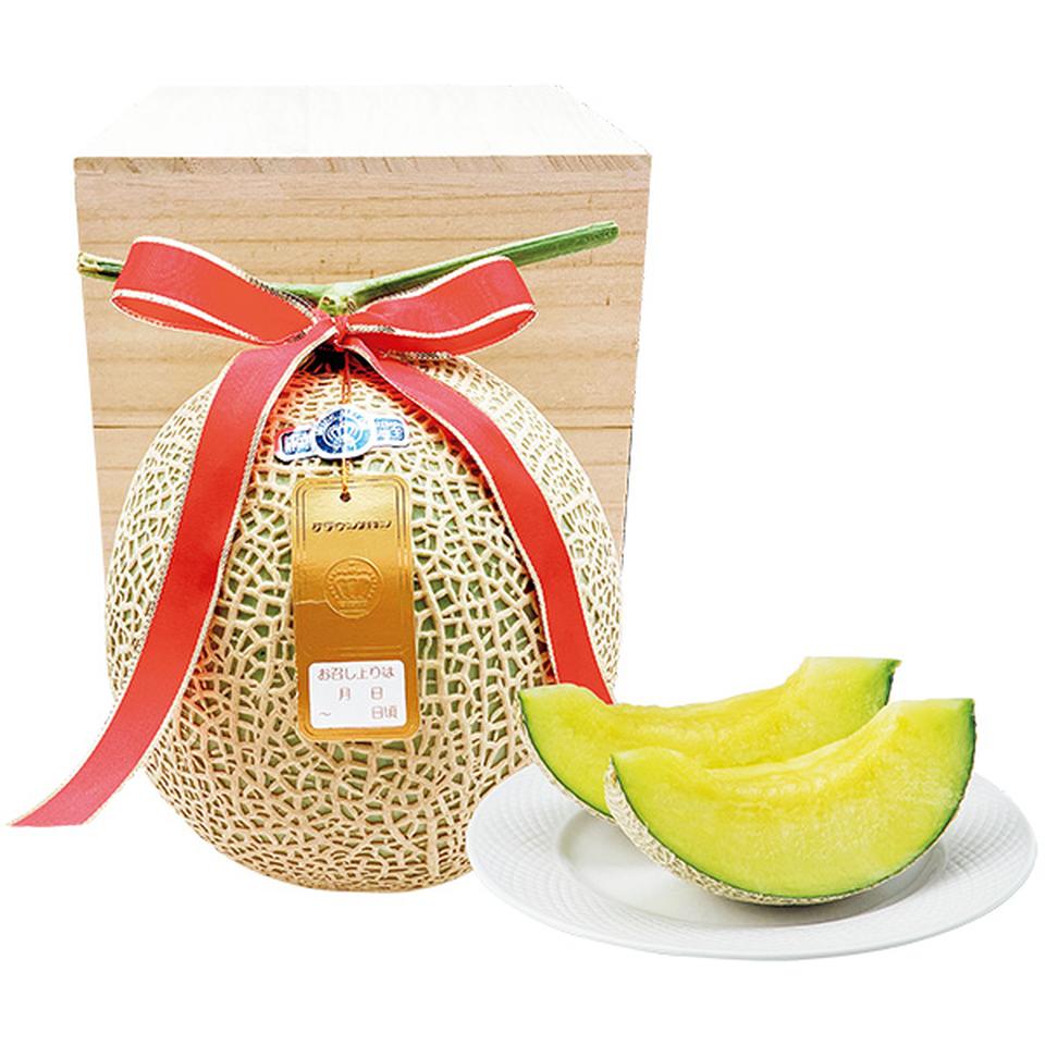 【夏の贈りもの】静岡県産　静岡クラウンメロン桐箱入り　等級白以上、１個（１．３ｋｇ以上） 商品サムネイル