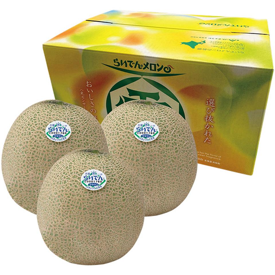 【夏の贈りもの】北海道産（ＪＡきょうわ）　自宅用らいでんメロン　３個（赤肉メロン） 商品サムネイル